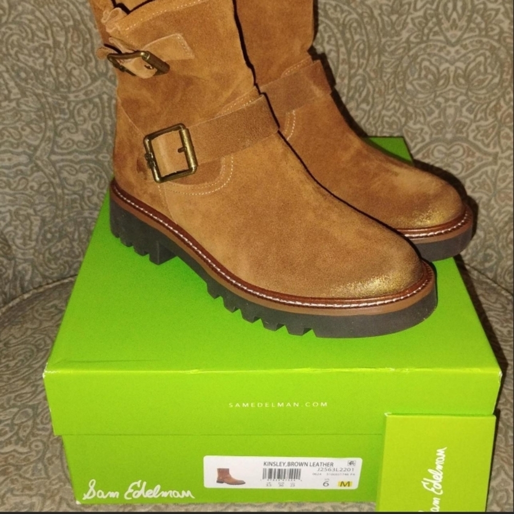 Sam Edelman Kinsley Brown Leather Suede Bootie